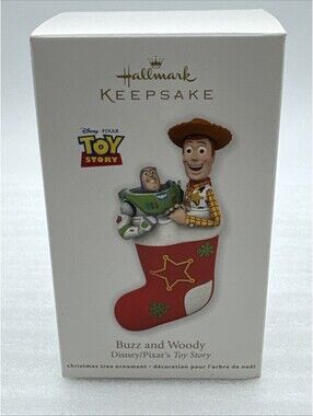 2011 Hallmark Toy Story Buzz & Woody In Stocking Ornament Disney  *READ*